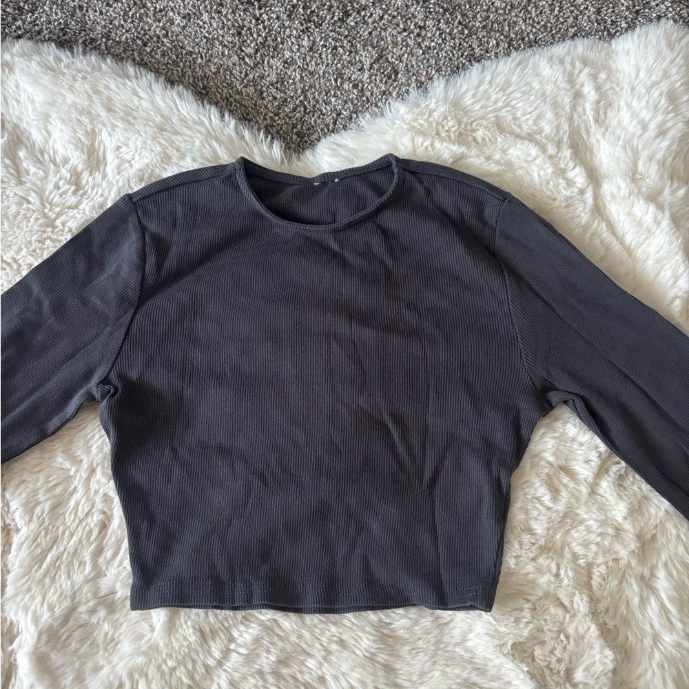 zara gray ribbed long sleeve